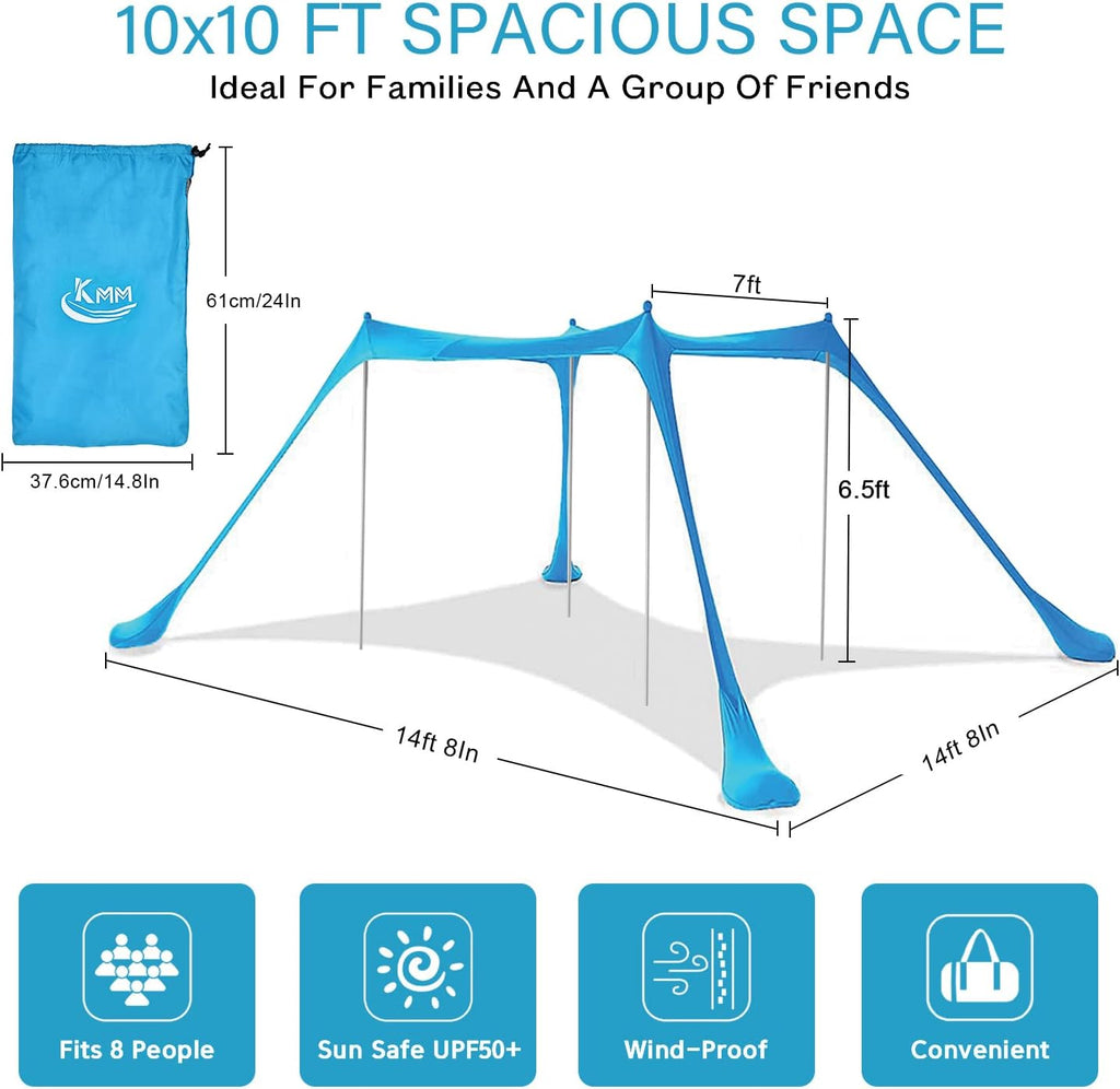 10X10ft UPF50+ UV Protection Beach Tent Sun Shelter C97444