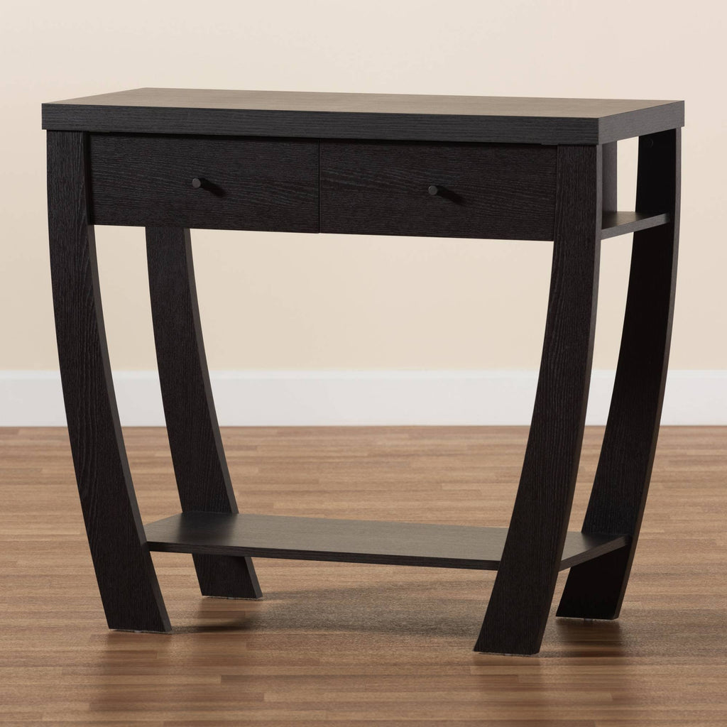 Dark Brown Wood 2-Drawer Console Table Y59109