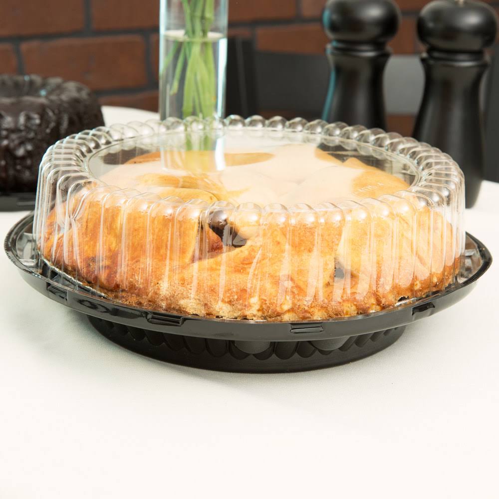 9x22 Black Pie Container with Clear High Dome Lid K6675