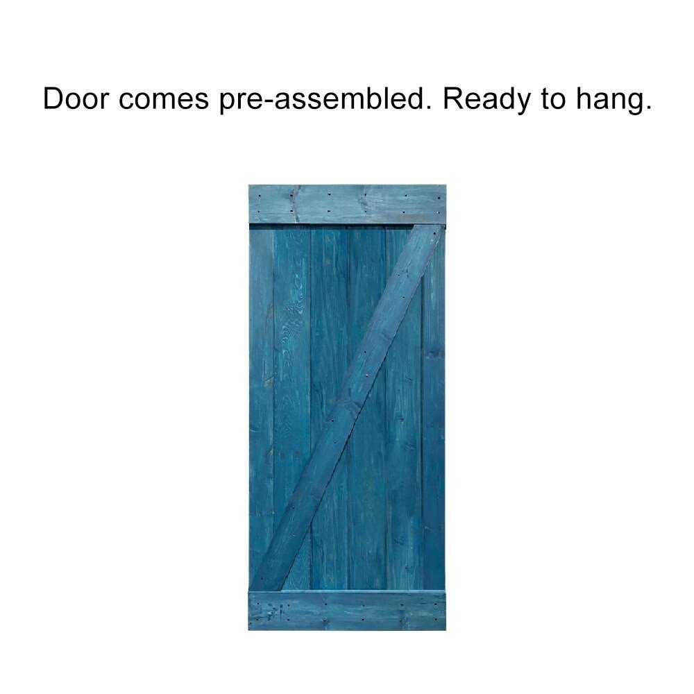 White Stained Wood Interior Sliding Barn Door with Hardware Kit P279357