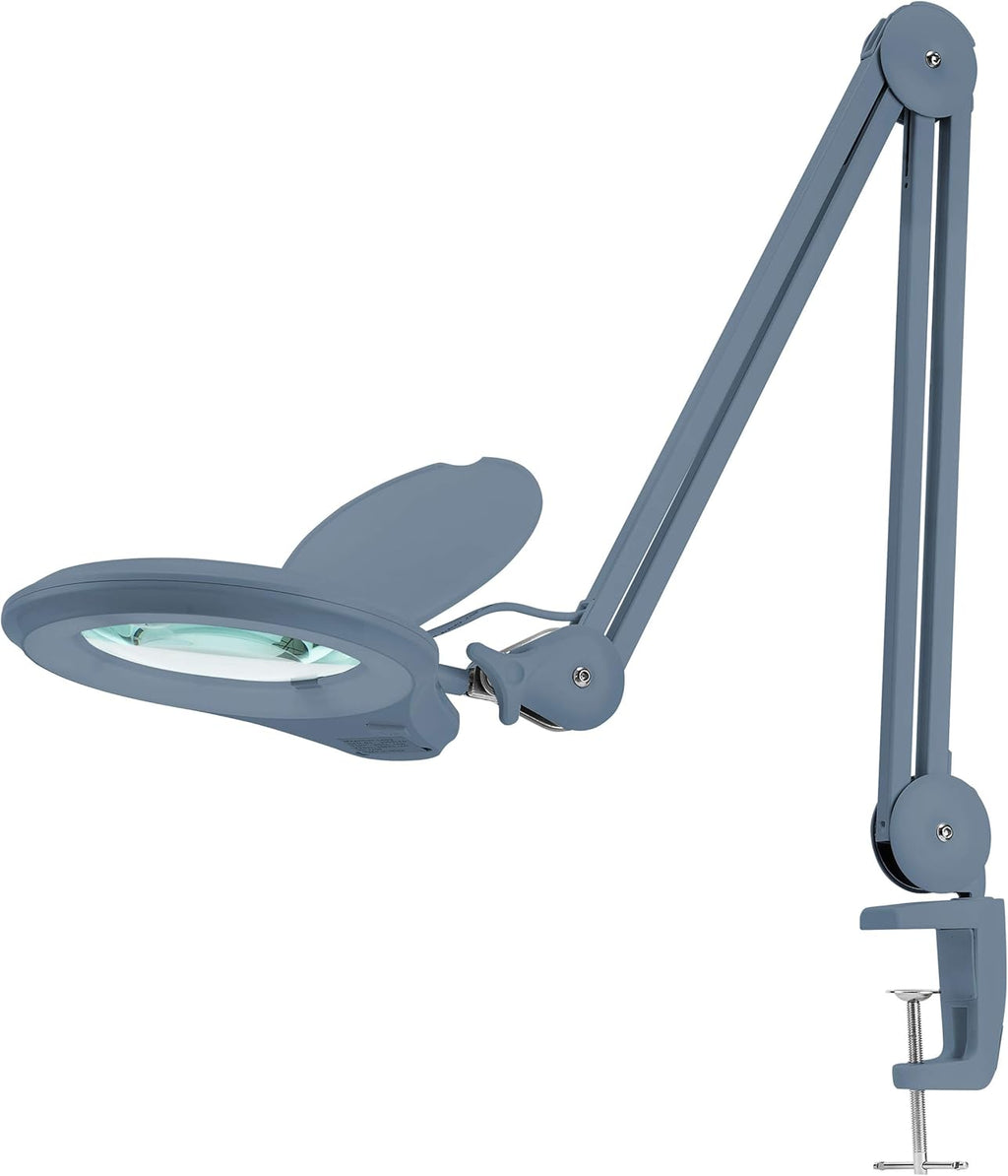 1,200 Lumens Dimmable LED Magnifying Lamp with Clamp, 5 Diopter with 20 Diopter, 5 Inches Lens, Gray O3942
