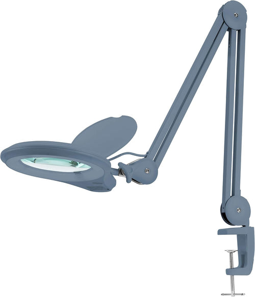 1,200 Lumens Dimmable LED Magnifying Lamp with Clamp, 5 Diopter with 20 Diopter, 5 Inches Lens, Gray O3942