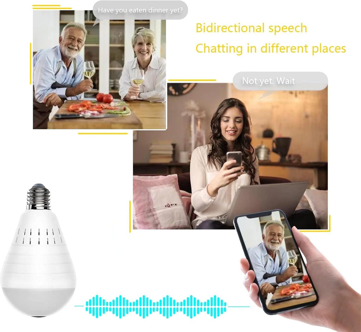 1080p 360 Degree WiFi IP Camera with Night Vision W59197