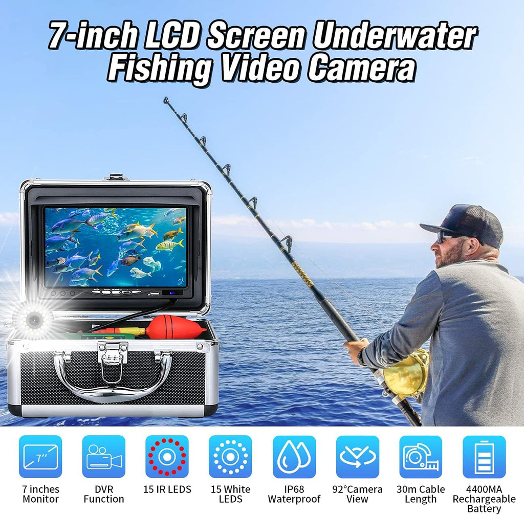 Underwater Fishing Camera with 30 Adjustable LEDs and 7inch 1080P IPS Monitor E934