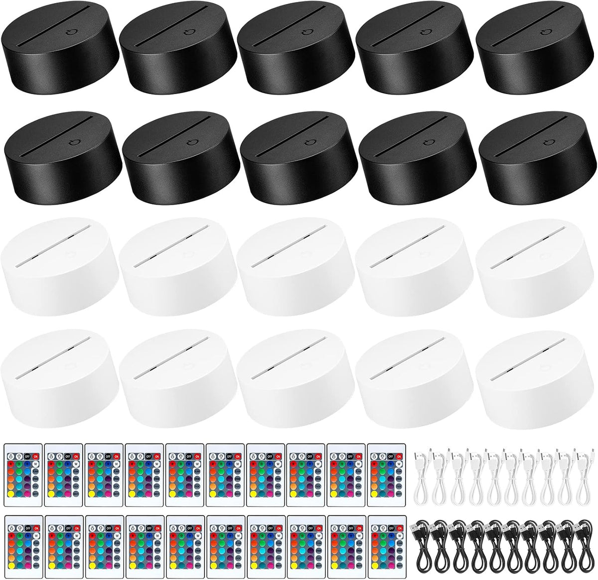 20 Pieces 3D LED Lamp Base with Remote Control and USB Cable G1313