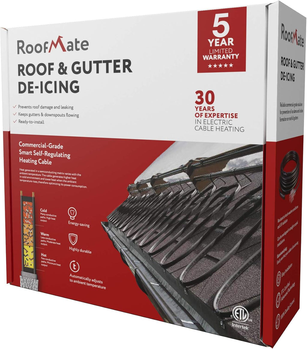 Self-Regulating Heating Cable for Roof & Gutter De-Icing, 120V, 12-Feet, Pack of 2 E5150