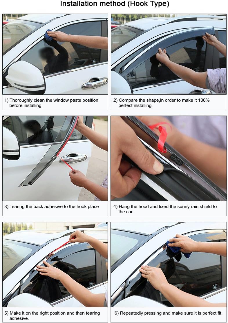 Car Window Visor Vent Shade Deflector Sun Rain Guards I242906