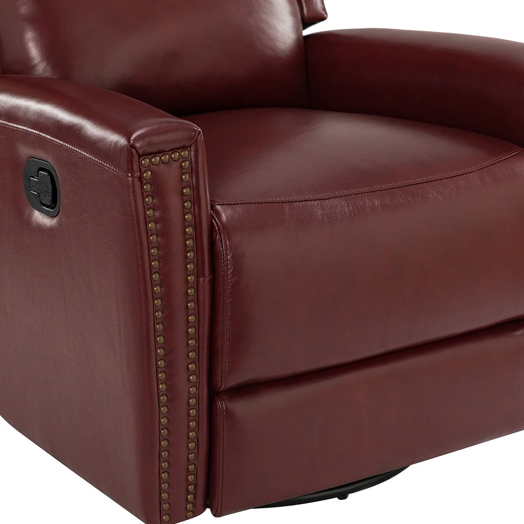 Modern Genuine Leather Wingback Swivel Rocker Recliner Set of 2 I22247