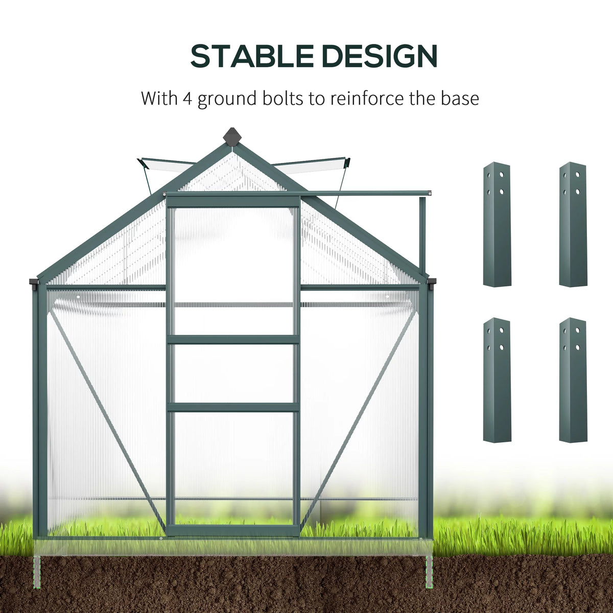 6' x 10' x 7' Polycarbonate Walk-in Greenhouse A388924