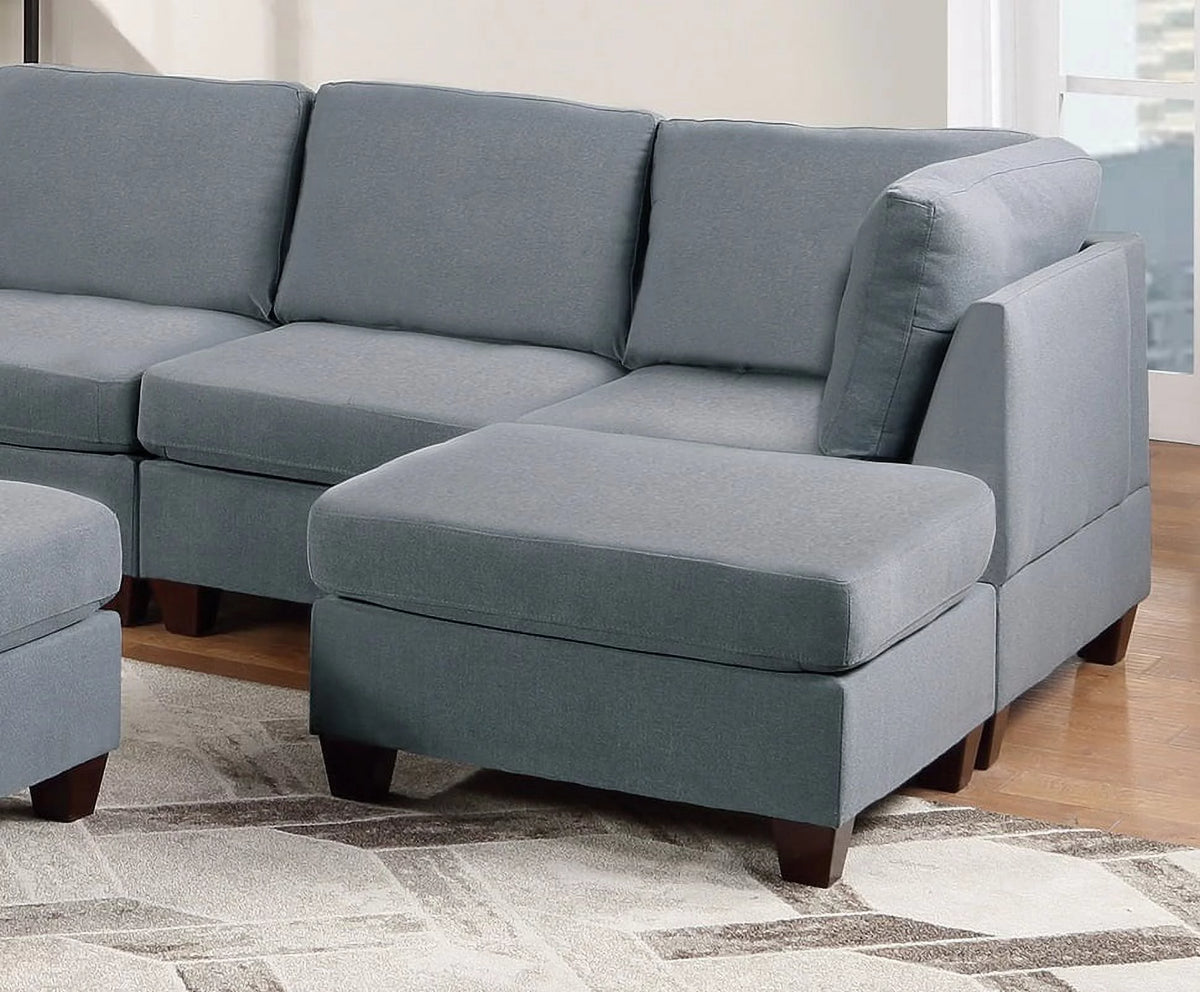 Grey Linen Like Fabric 9pc Modular Sectional Set N2088