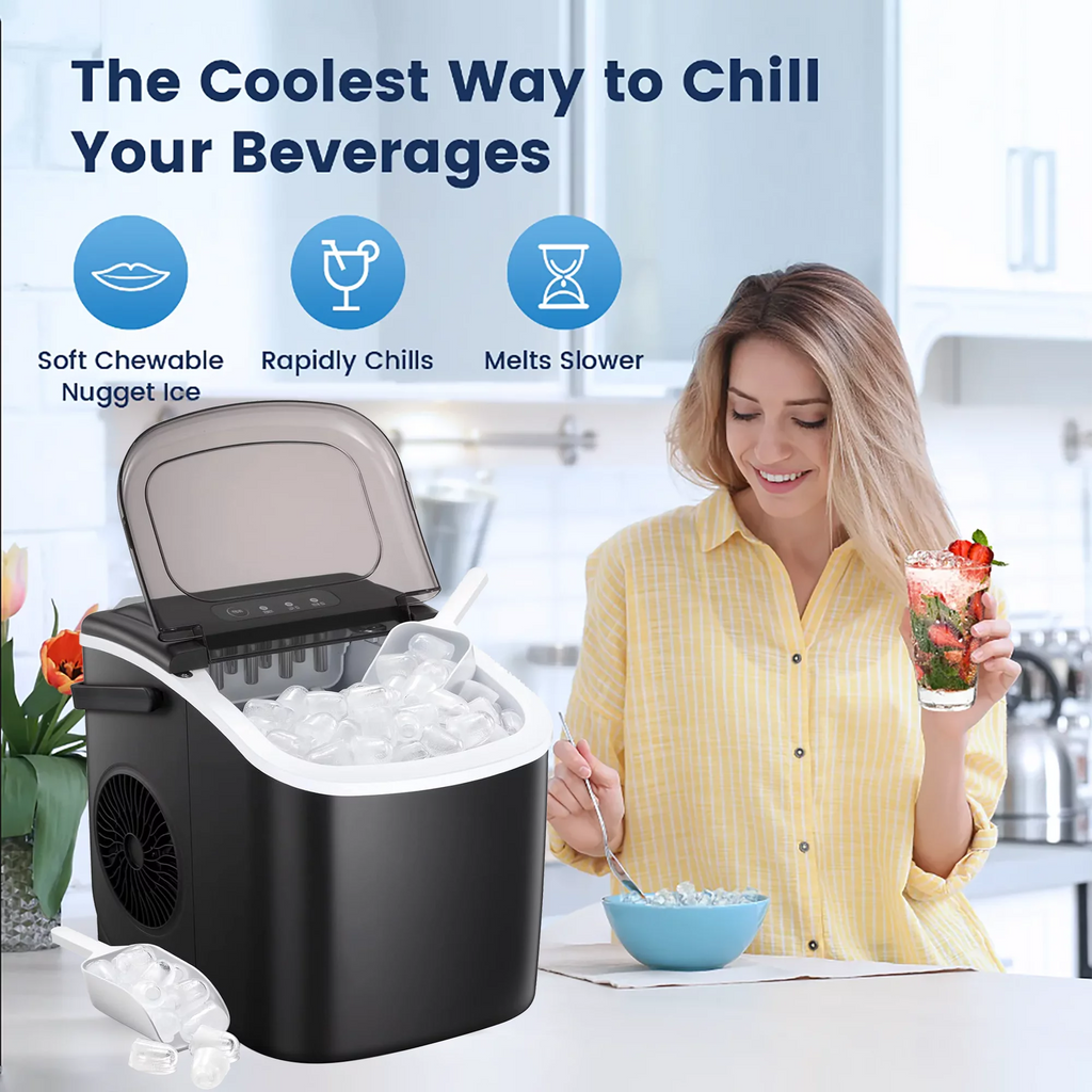 Portable Self-Clean Countertop Ice Maker with Scoop and Basket W753136