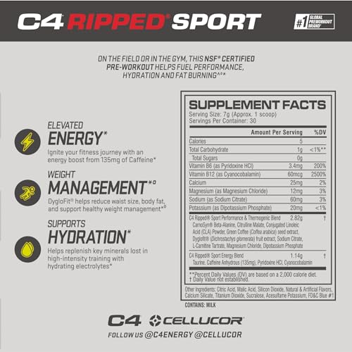 Sugar Free Pre Workout Powder Fat Burner, 30 Servings M86252