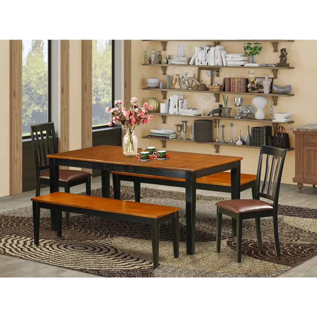 5 Pc Black & Cherry Faux Leather Dining Room Set C252