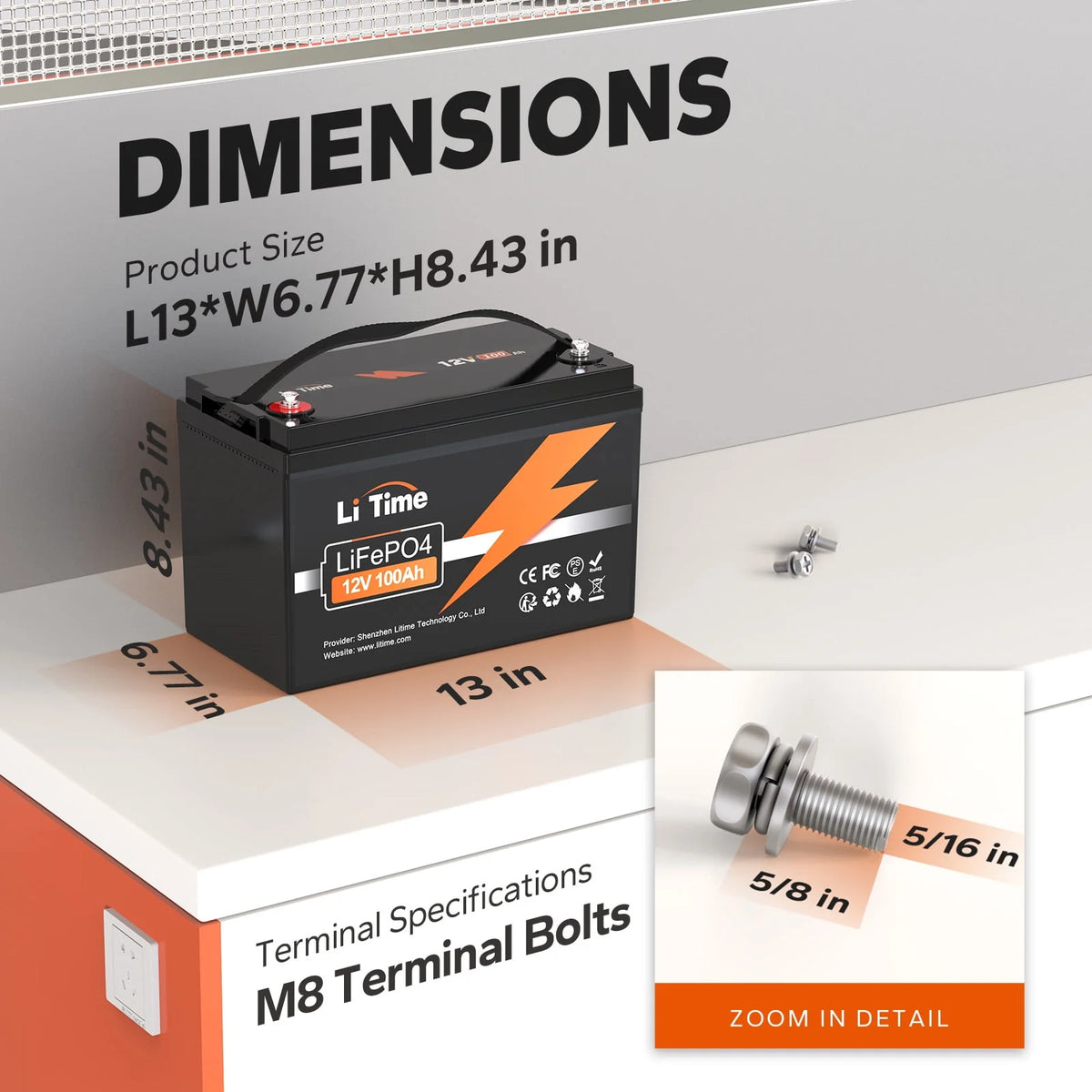 12V 100Ah Lithium LiFePO4 Battery B4519