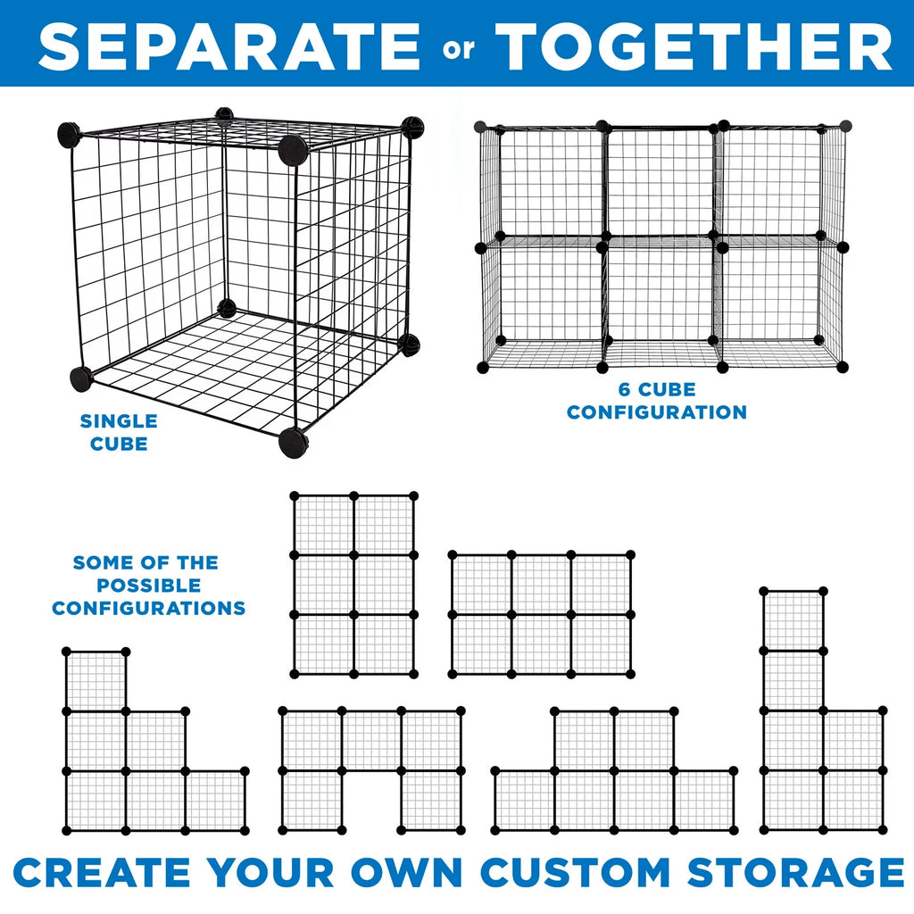 Wire Storage Cubes 6-Cube Metal Organizer 15 lb Weight Capacity F58269