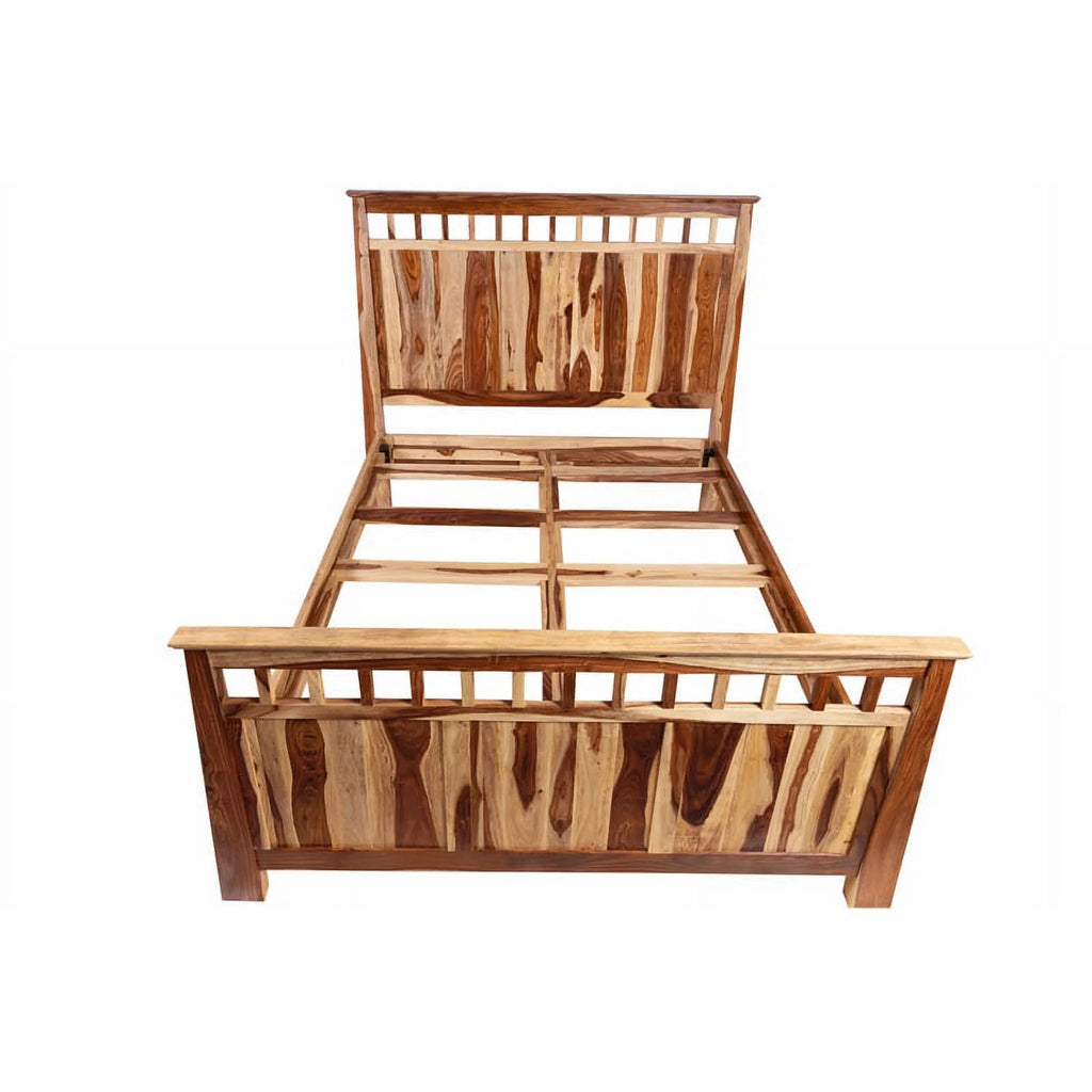 Solid Sheesham Wood Queen Bed with 2 Nightstands C453291
