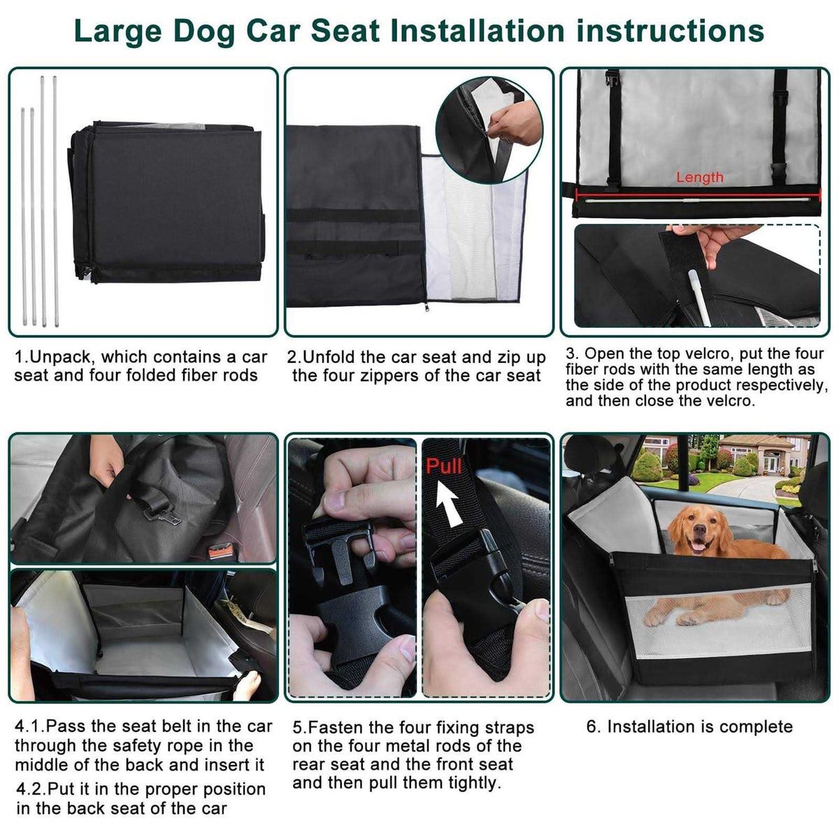Extra Large Dog Car Seat for Up to 65 lbs L368