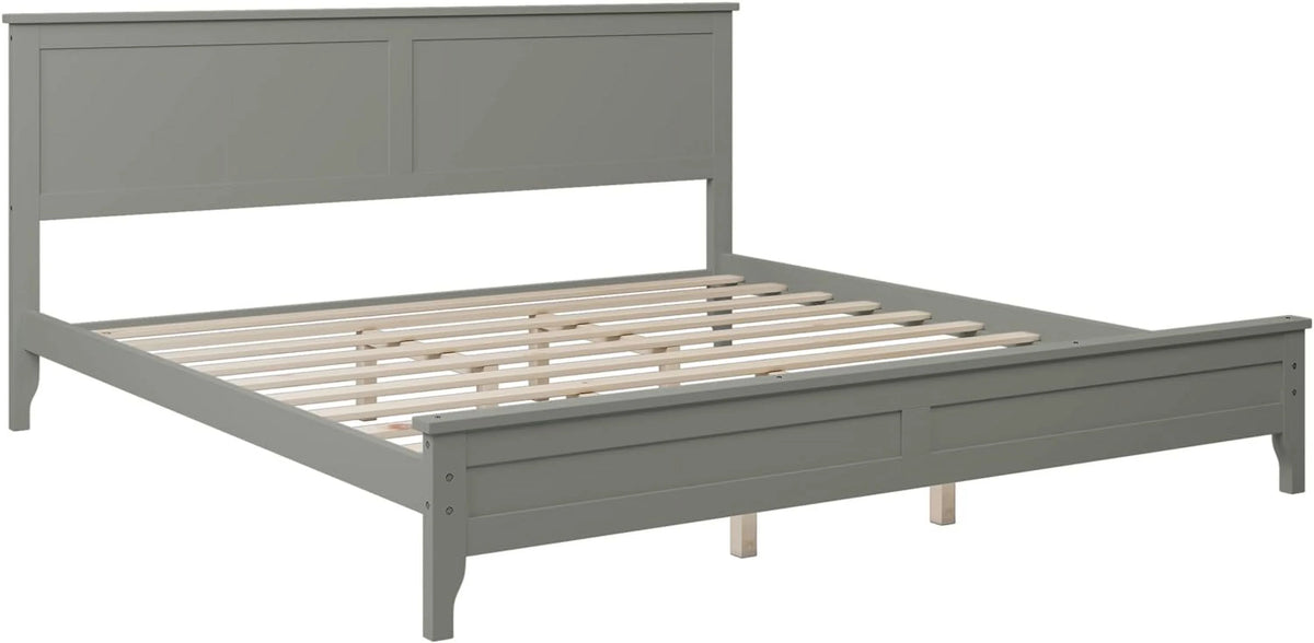 King Size Solid Wood Pine Platform Bed Frame with Headboard M636
