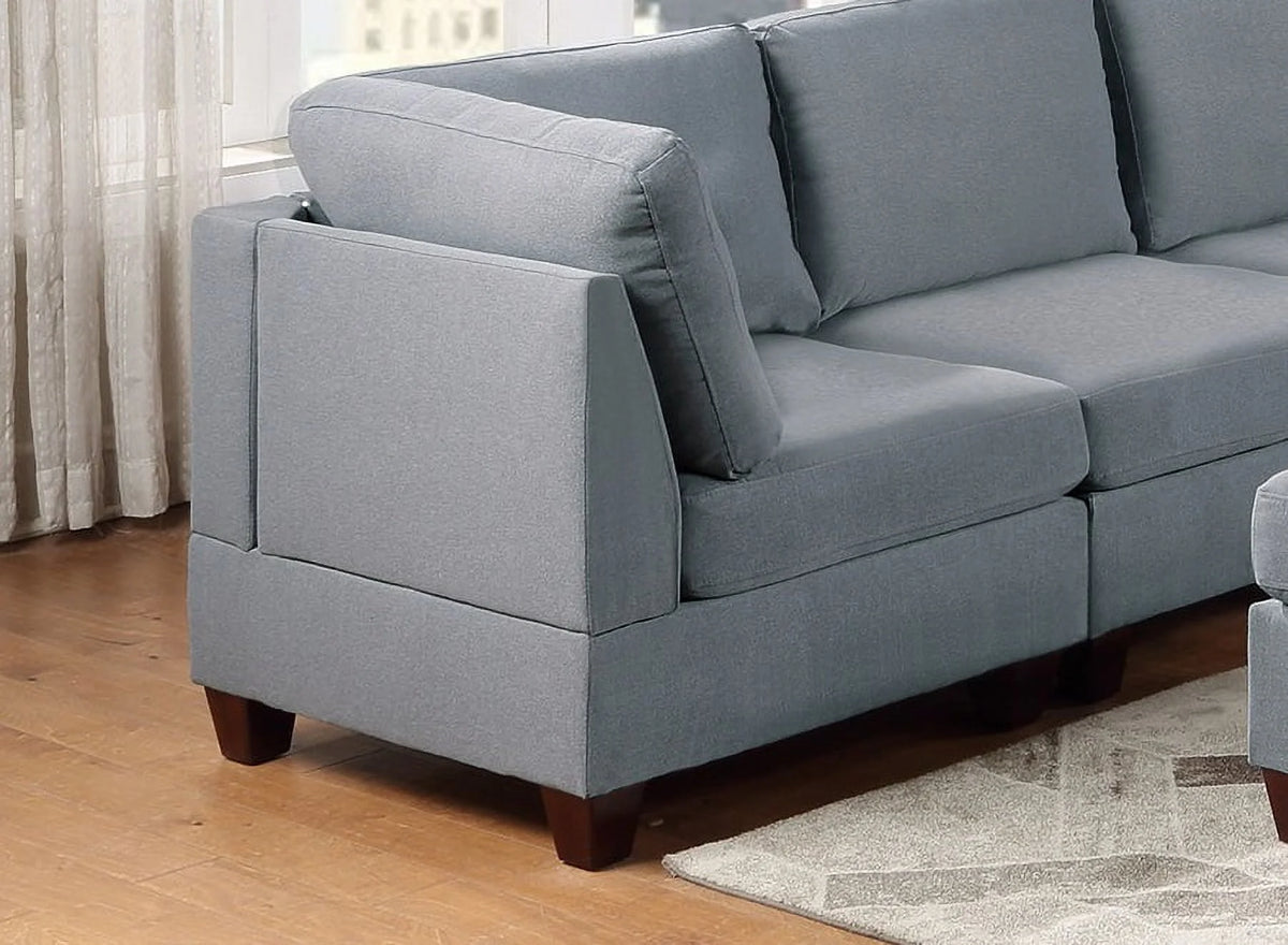 Grey Linen Like Fabric 9pc Modular Sectional Set N2088