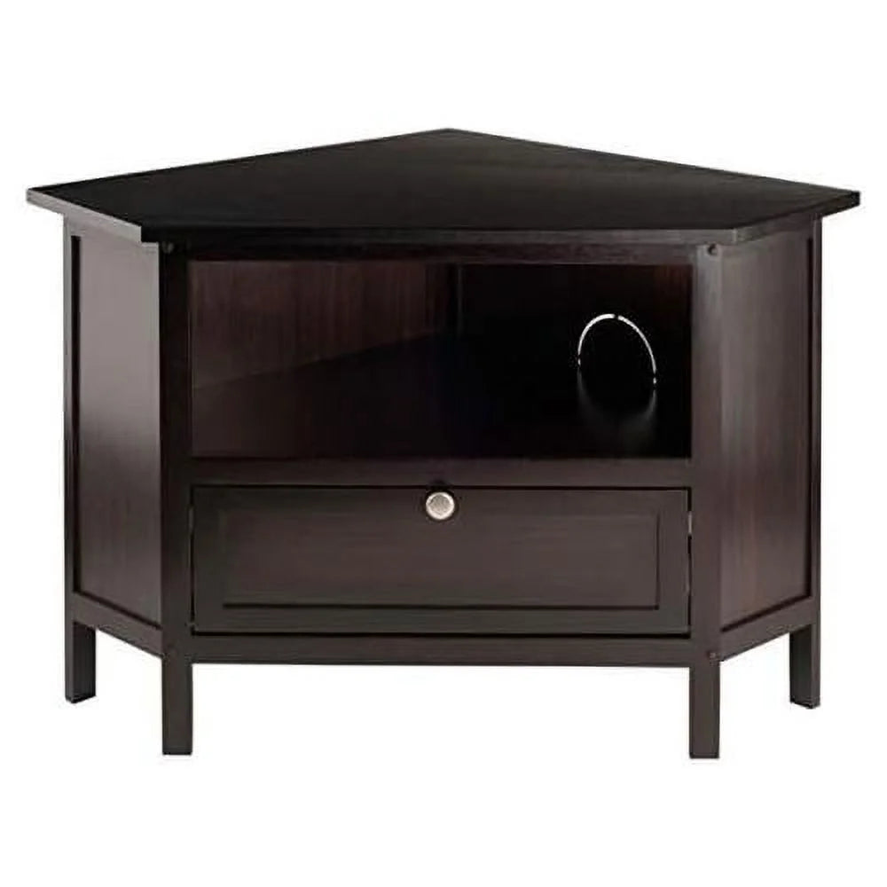 Espresso Corner TV Media Stand with Open Shelf C9221