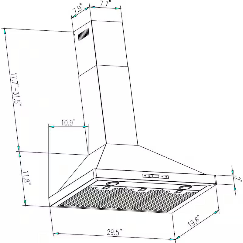 30 in. 380 CFM Ducted Wall Mount Range Hood in Stainless Steel W52276