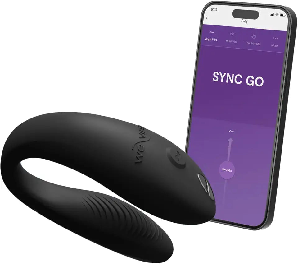 Black Wearable Couples Vibrator with Travel Case N49577