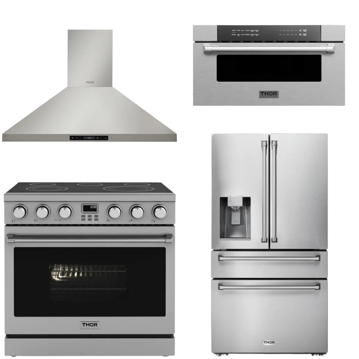 36 Electric Range, Range Hood, Refrigerator and Microwave S250283