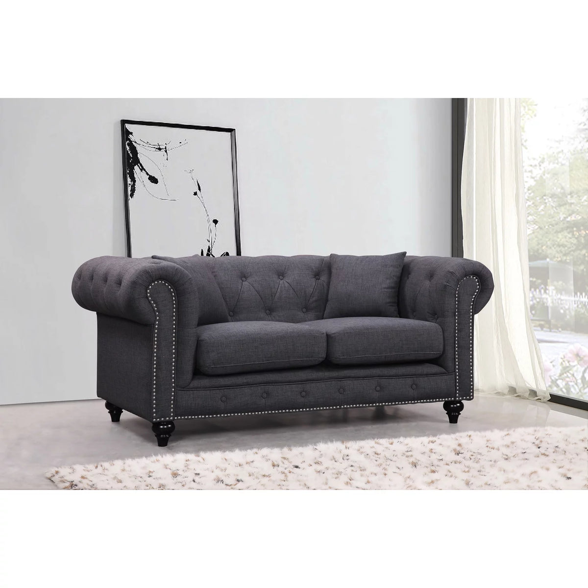 Chesterfield Loveseat with Accent Pillows F5058
