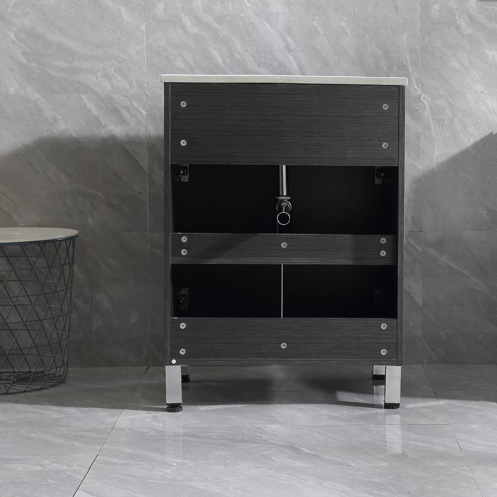 Black 24'' Wood Bathroom Vanity Cabinet with Sink B12251