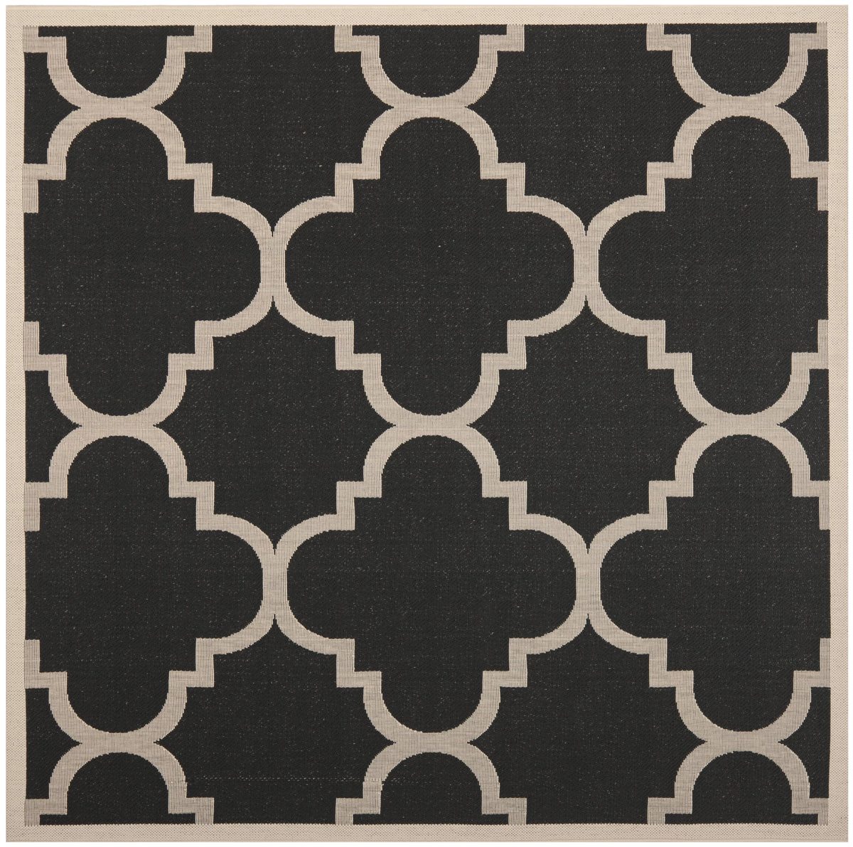 Black Beige Quatrefoil Indoor/Outdoor Area Rug N636360