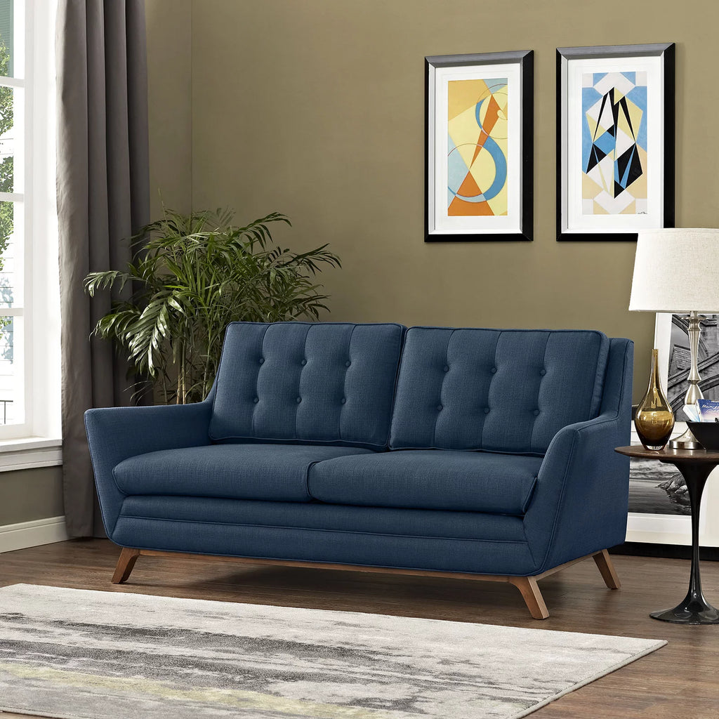 Navy Fabric Loveseat S6004