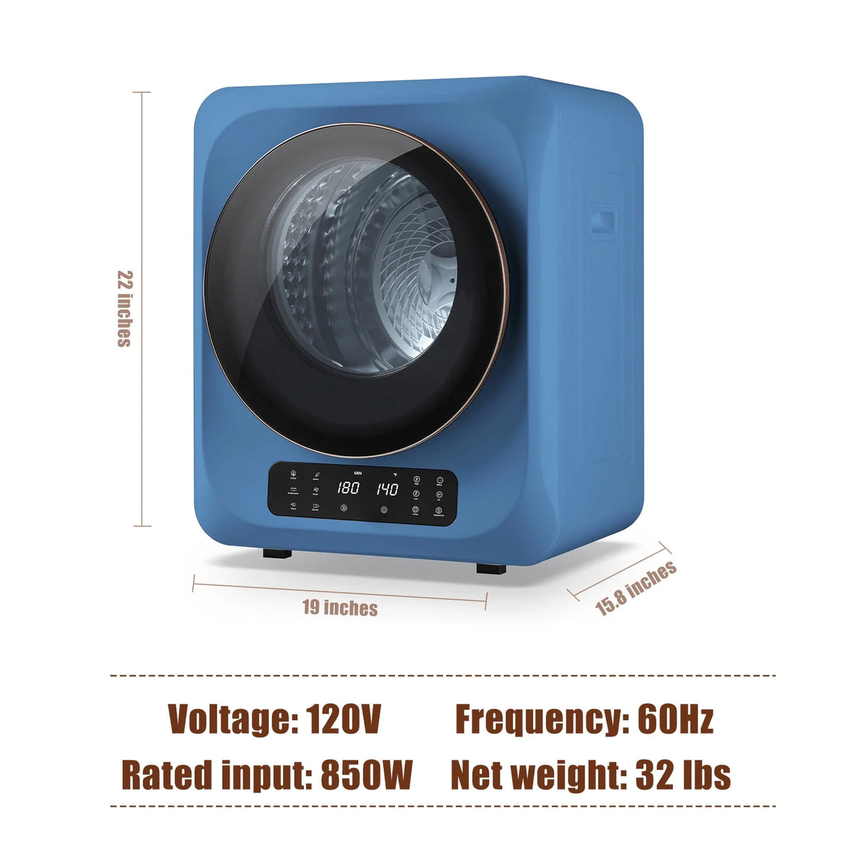 850W 1.6 Cu.ft. Electric Portable Dryer J981133