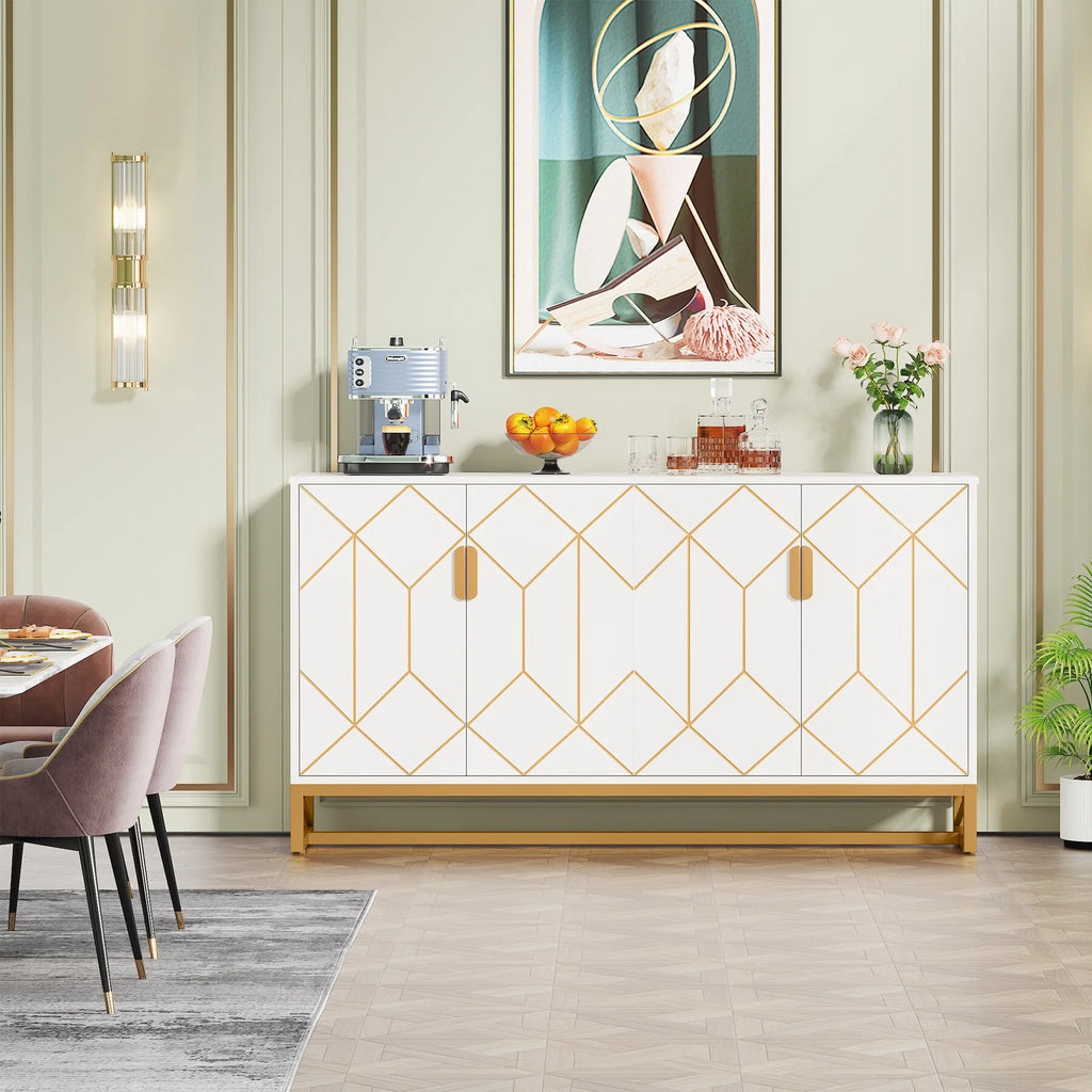 White Gold Buffet Cabinet with Storage T51990