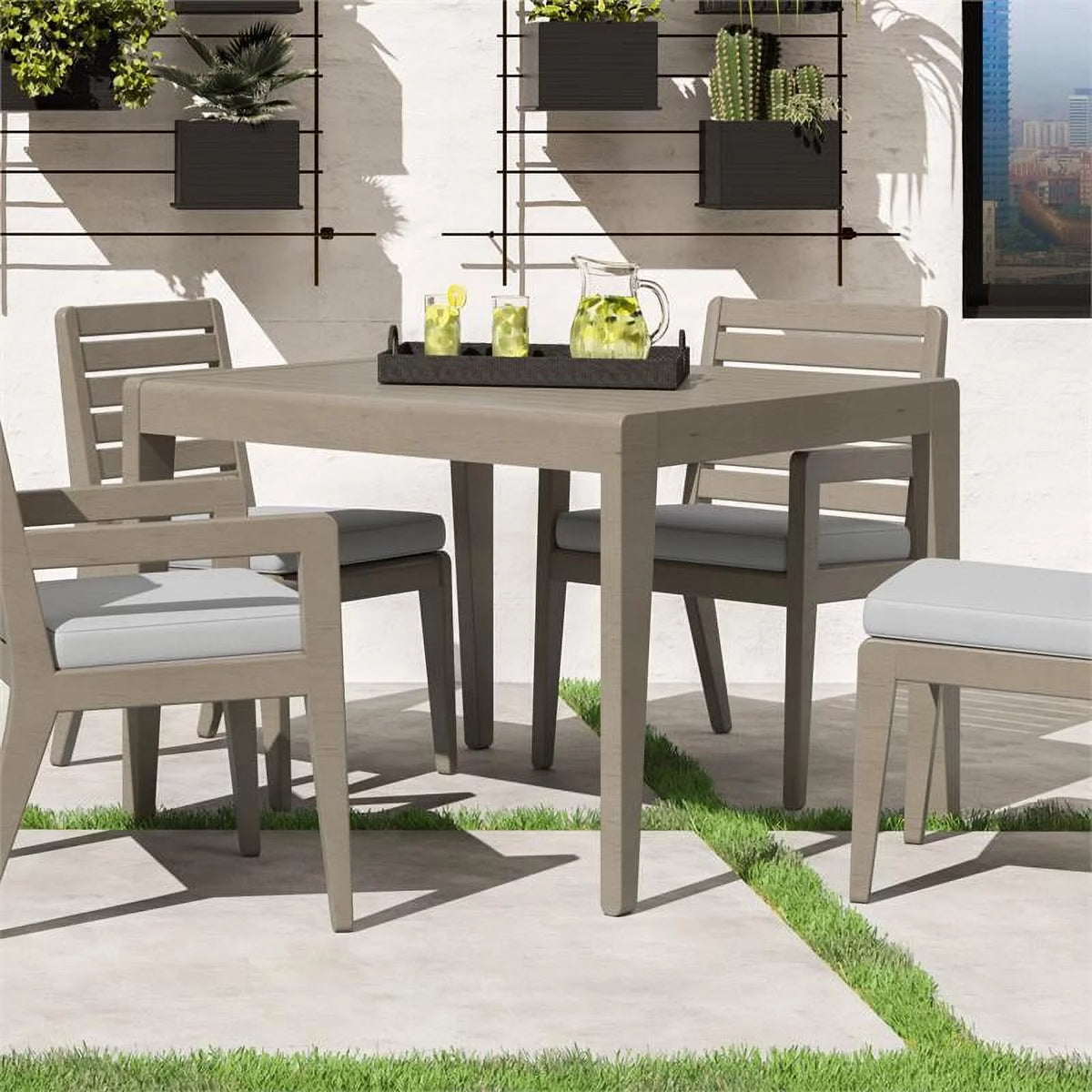 Traditional Wood Outdoor Dining Table in Gray F275877