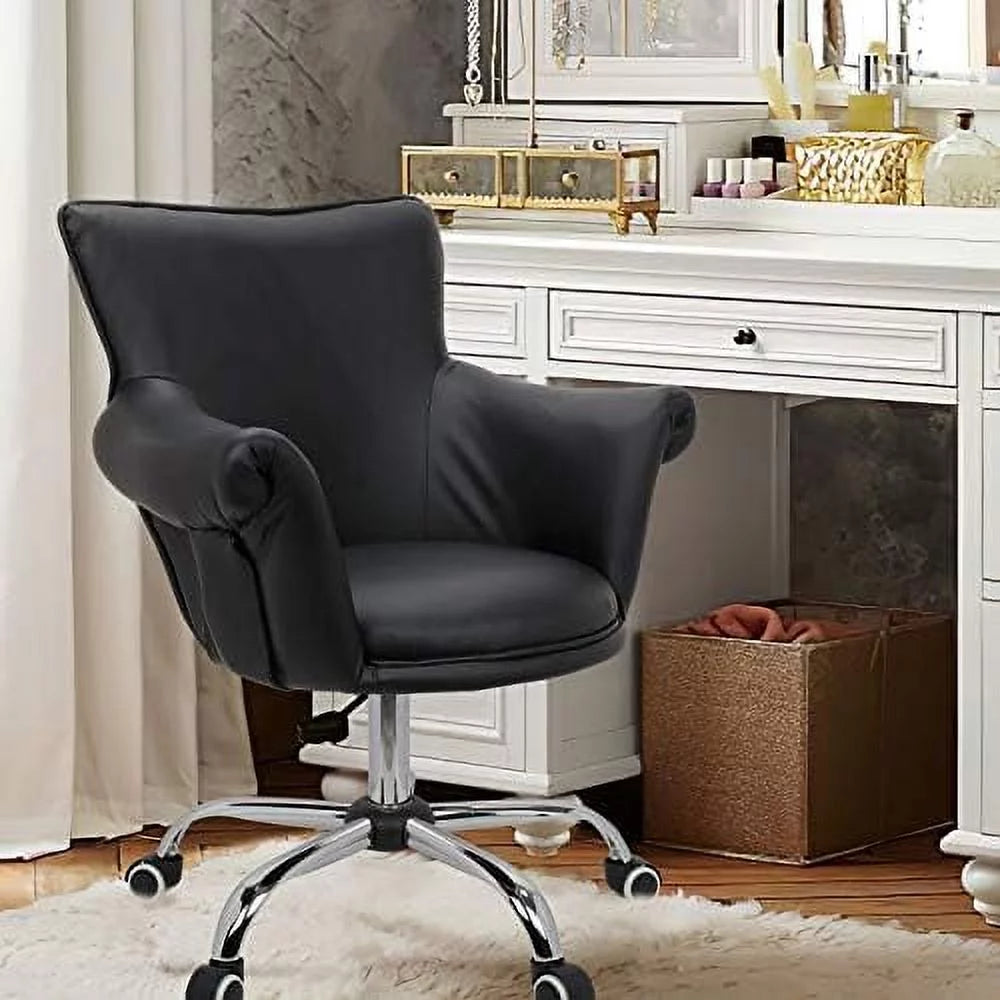 Black Adjustable Height 360° Swivel Vanity Chair U822297