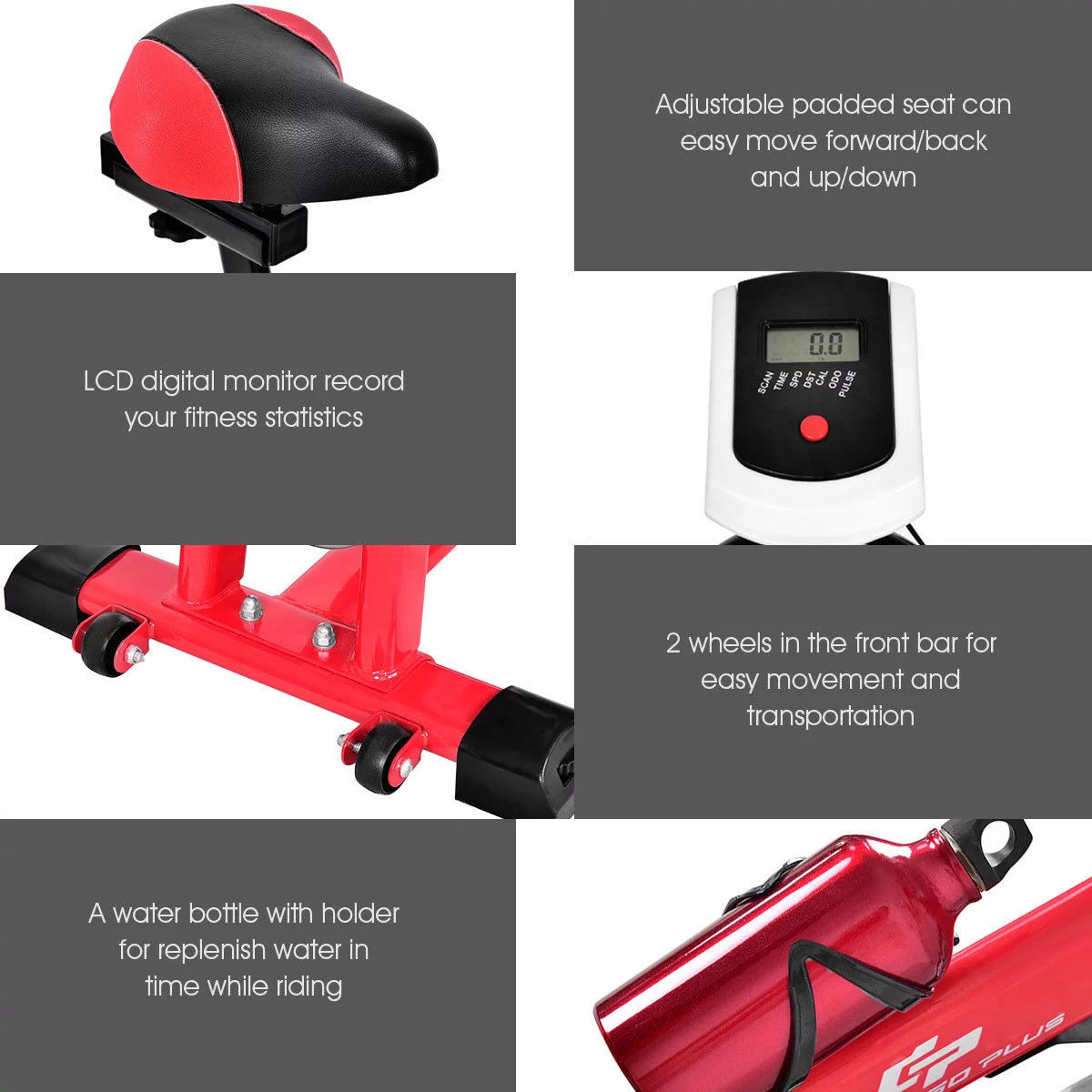 Adjustable Exercise Bike with 18lb Flywheel D142