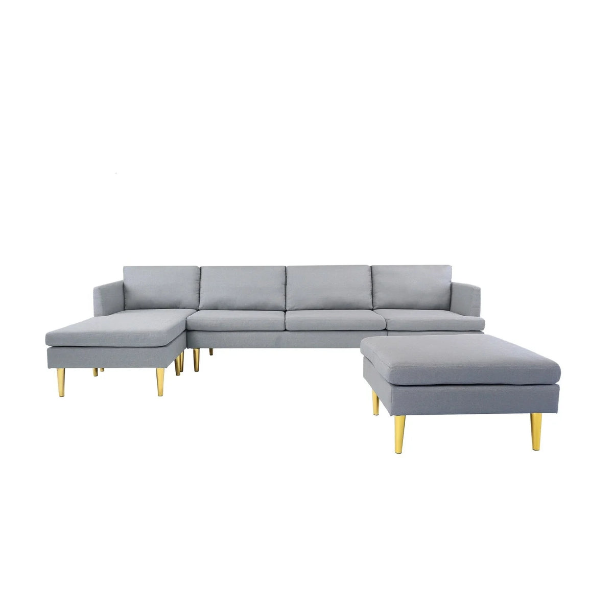 Navy Blue Convertible Sectional Sofa with Metal Legs P11534