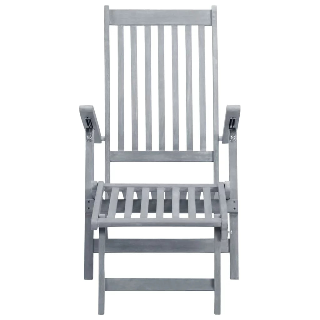 Patio Deck Chair with Footrest and Cushion Solid Wood Acacia C33712