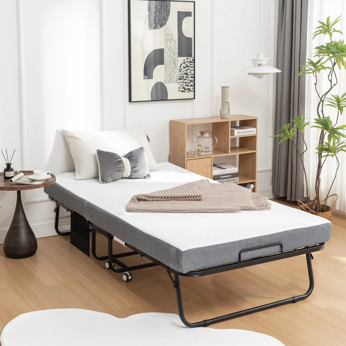 Folding Bed with Memory Foam Mattress Metal Frame B7959