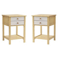 Solid Pine Wood 2 Drawer Nightstand Set of 2 Z810701