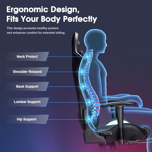 Black Ergonomic Gaming Chair with Footrest F705