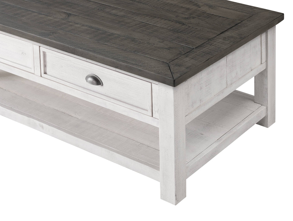 Solid Wood 2 Drawer Coffee Table White and Gray M1949