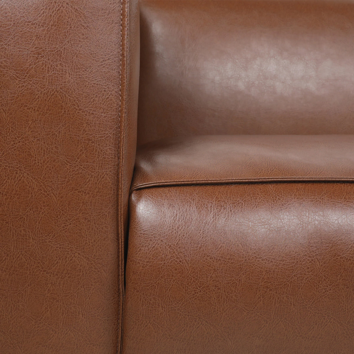 Cognac Brown and Dark Walnut Faux Leather 3 Piece Sofa Set N66197