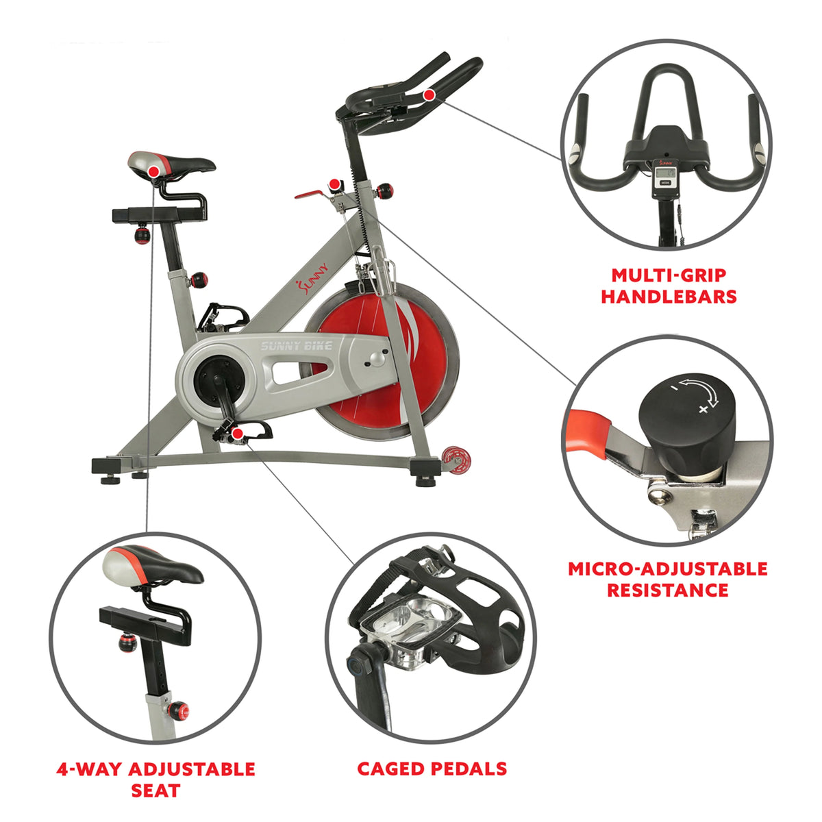 Stationary Belt Drive Indoor Cycling Exercise Bike with 40 lb Flywheel S799177