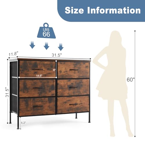 Brown TV Stand with 6 Fabric Drawers T381690