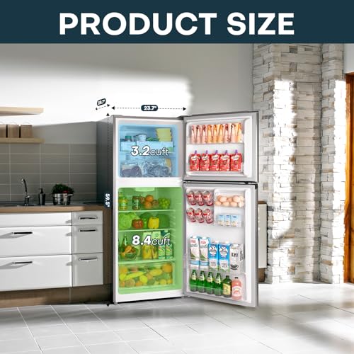 7.7 Cu.Ft. Double Door Refrigerator with Freezer, Black T7746