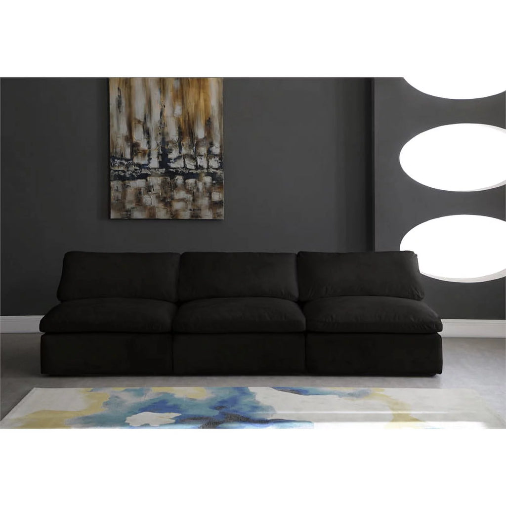 Black Velvet Modular 3 Piece Armless Sofa W688818