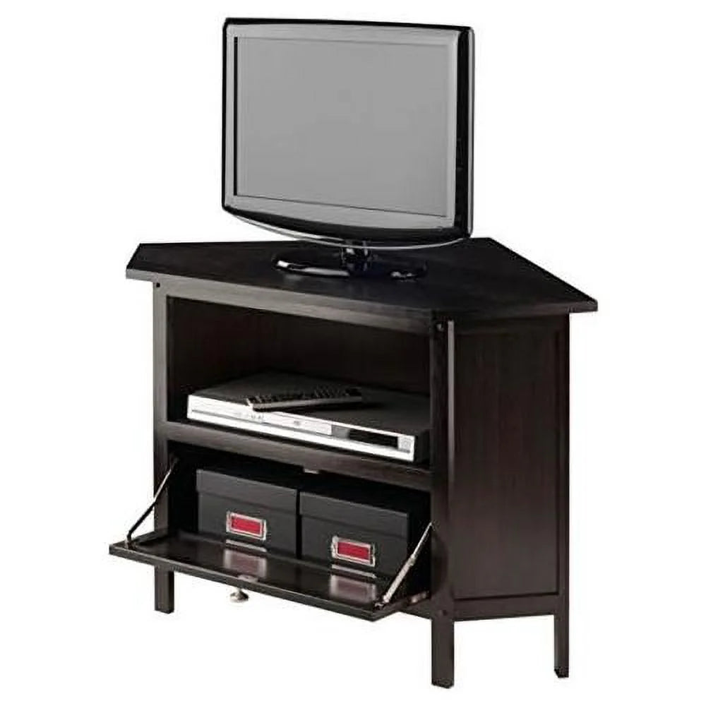 Espresso Corner TV Media Stand with Open Shelf C9221
