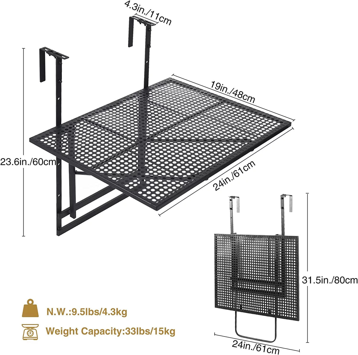 Folding Hanging Table 5 Height Adjustable C5119
