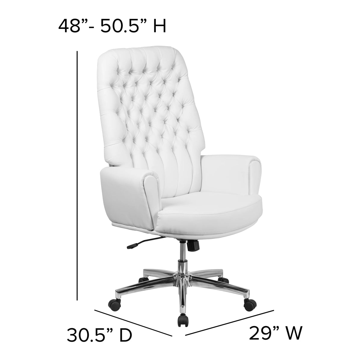 White High Back Tufted Faux Leather Swivel Office Chair P69532